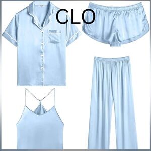 4 Pc. Bundle Women's Light Blue Pajama Set